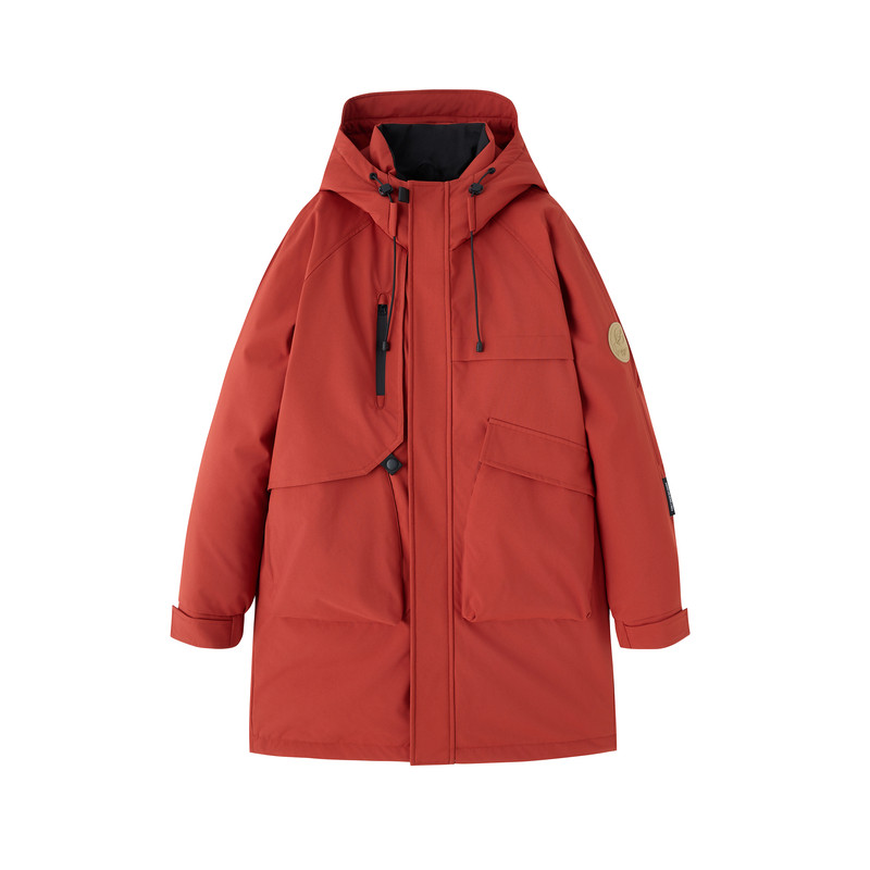 雅麋鹿品牌羽绒服女中长款冲峰衣2026新款白鸭绒户外登山工装外套
