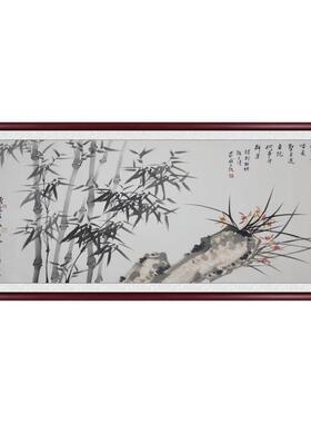 客厅装饰画竹报平安实木手工装裱
