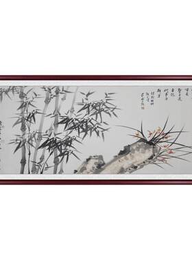 客厅装饰画竹报平安实木手工装裱