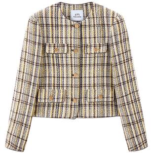 太平鸟羊毛粗花呢花纱定制面料小香风外套女2025新款A1BBF1102