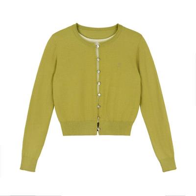 LLANO撞色假两件奶奶开衫复古