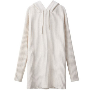 中长款毛衣女秋冬外穿宽松慵懒风连帽卫衣针织打底内搭毛衣裙加厚