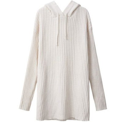 连帽慵懒风绵羊绒毛衣女秋冬