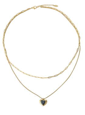 钛钢爱心吊坠法式双层项链