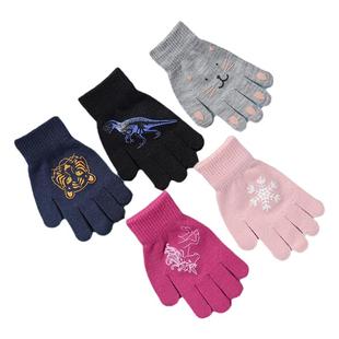 滑冰手套儿童五指运动骑行分指毛线手袖手套小学生透气针织男女童