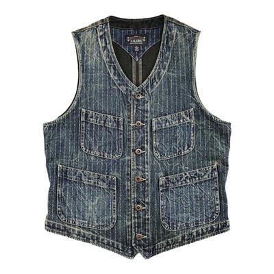 西里布咔叽矿工西部牛仔条纹马甲