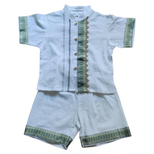 云南少数民族傣族男童夏季棉麻服装西双版纳泼水节儿童演出服套装