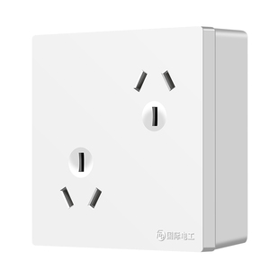 国际电工明装六孔插座带明盒墙壁电源错位斜6孔插座10a家用双三孔