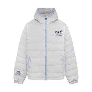 126KID美式格子拼接轻薄连帽排骨羽绒服男女冬季白鸭绒保暖外套