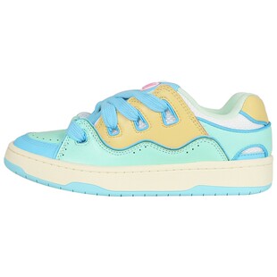 顽刻官方面包鞋全新皮质蓝黄绿多巴胺撞色拼接BAKE男女滑板鞋