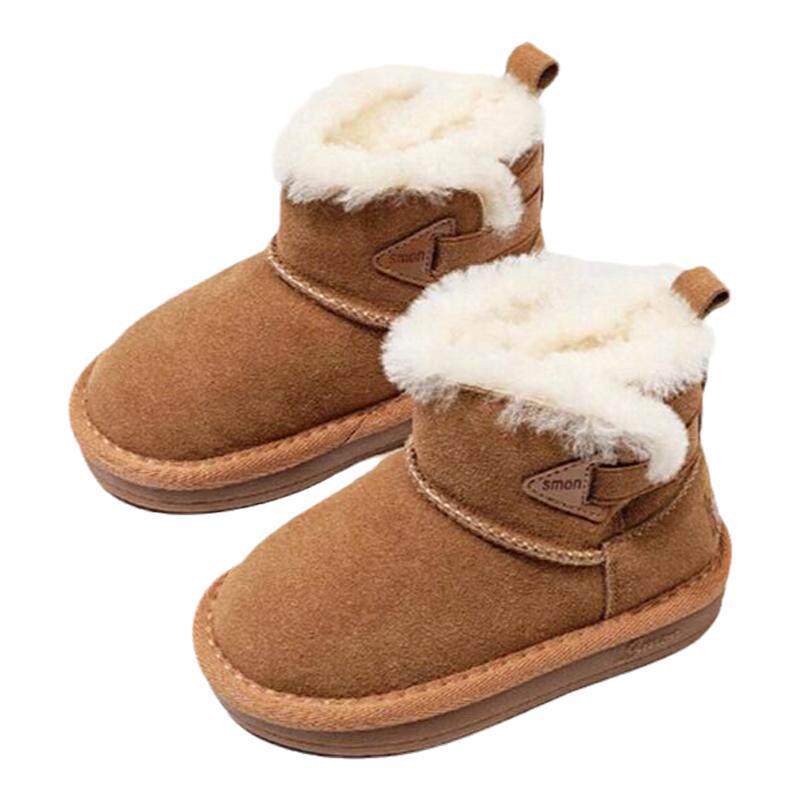 小七北鼻宝宝加绒雪地靴真皮短靴