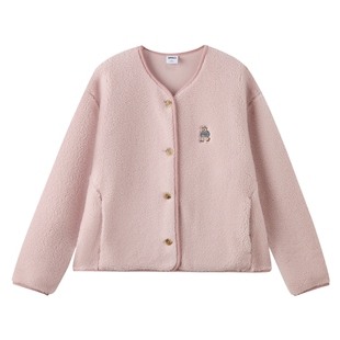 【WOODIE系列】SPAO韩国同款26年春季新品清新摇粒绒短款开衫外套