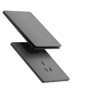 国际电工家用超薄灰色86型一开五孔16a带开关插座面板usb墙壁暗装