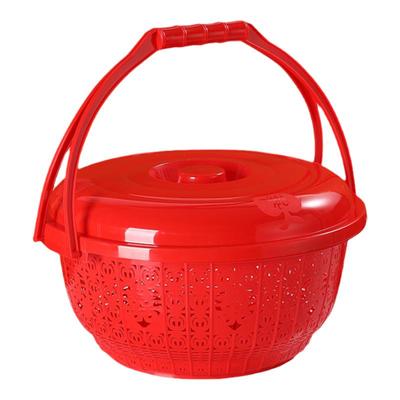 结婚礼品篮红色喜庆镂空手提篮节日网红带盖水果篮送礼篮子收纳篮