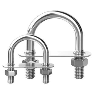 带螺母挡板套装304不锈钢U型螺栓螺丝U形卡U型管卡管夹固定卡扣骑