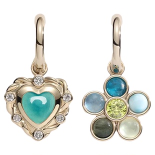 XTASTE USELESSOBJECTS彩石小花爱心hoops耳环不对称高级轻奢时尚