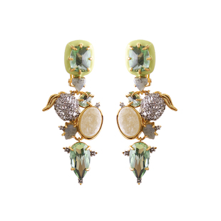 鬼才设计师奢华手工水晶玻璃耳夹耳环女优雅气质高级大众夸张耳夹