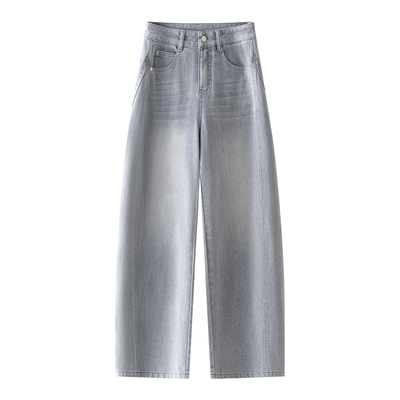 冰川灰美式潮流阔腿牛仔裤女