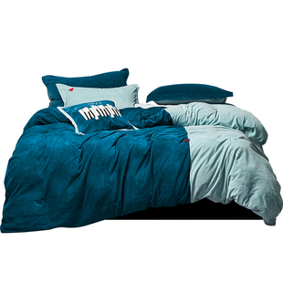 梦洁2025新款牛奶绒四件套高级感冬季加厚248x248被套保暖双面绒