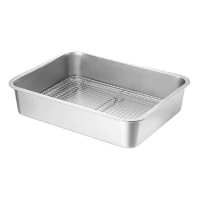 不锈钢商用长方形带网托盘