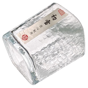 玻璃杯锤纹方形喝水杯威士忌杯子ins风高级感家用简约果汁饮料杯