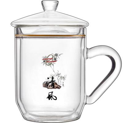 诺亚带把耐高温水晶双层玻璃杯杯