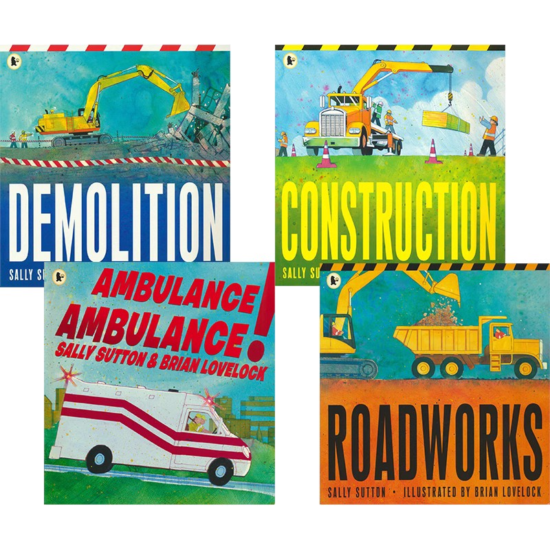 Demolition Roadworks Construction Ambulance工程机械认知绘本挖掘机交通工具紧急救援幼儿科普英语早教英文原版进口童书