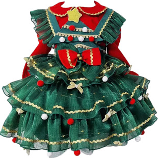 圣诞儿童服装女童裙子连衣裙公主裙秋冬款新款套装高级感蓬蓬裙