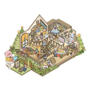 大号微缩造景贴纸卡通解压diy女生贴画玩具手帐相册场景帖纸小屋