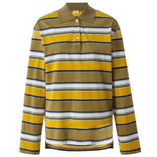 OCHIRLY欧时力  100%长绒棉长袖T恤条纹Polo衫航海系2025秋新