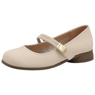 蜘蛛王玛丽珍鞋女官方正品春季羊皮鞋子时尚一字带低跟通勤女单鞋