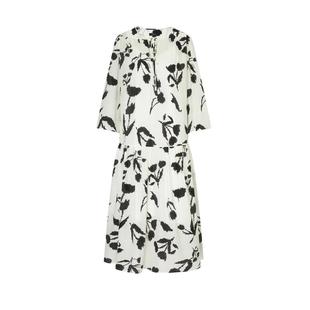 【甄选真丝】Scofield女装蝴蝶结领优雅印花连衣裙夏季裙子