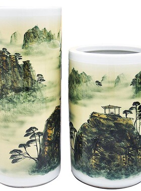 名师手绘景德镇陶瓷桶字画书画缸