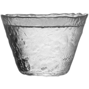 日式手工玻璃小茶杯子 功夫茶具津轻初雪单杯 日本茶杯锤纹品茗杯