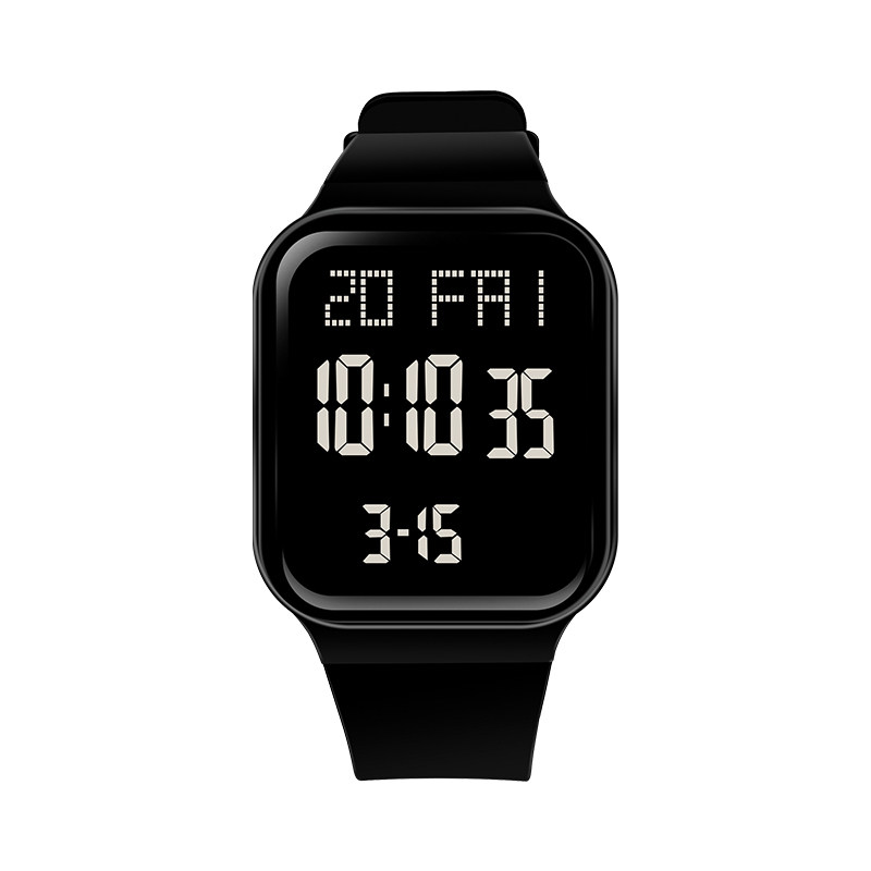 电子表初高中生青少年运动夜光防水闹钟报时多功能男女孩方形手表