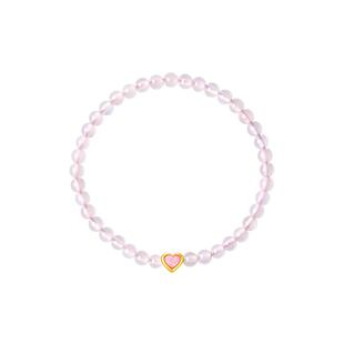 周大福SOINLOVE宝藏女孩粉色爱心星星月亮黄金玉髓手串情人节礼物