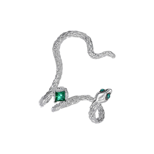 绿色宝石蛇形耳夹女无耳洞新款高级感耳骨夹耳挂轻奢小众耳环耳饰
