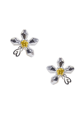 1P Juvilove原1P Jewelry 多巴胺黄色锆石朋克小花耳钉