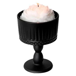 法式复古黑色磨砂蜡烛烛台高颜值哑光玻璃香薰底座氛围感装饰摆件