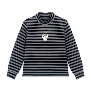 马拉丁童装儿童T恤25冬装新款男小童趣味印花半高领T恤