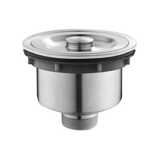 厨房不锈钢洗菜盆140mm下水器洗碗池14cm下水头带溢水口排水套装