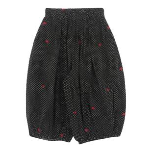 大耳象女童花朵刺绣波点休闲裤秋季新款宝儿纯棉宽松长裤子