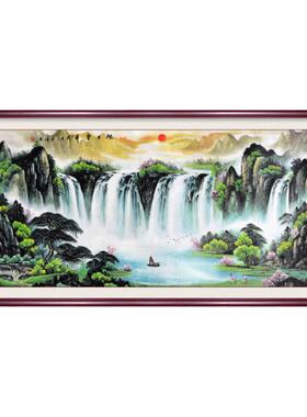 旭日东升沙发背景墙鸿运当头国画