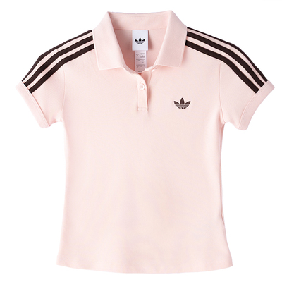 adidas阿迪达斯女装粉色短袖T恤2026春夏新款修身运动衬衫KS0277