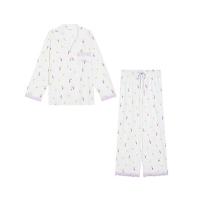 MISS PONYO超软水柔棉家居服套装蕾丝甜美印花短袖草莓冰淇淋5342