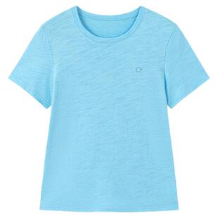 AR「softnotes」竹节棉短袖T恤纯色圆领可外穿家居服宽松上衣女