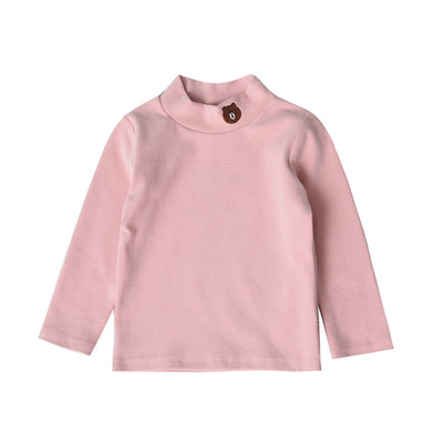 纯棉磨毛半高领刺绣小熊打底衫