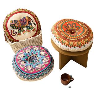 防滑垫圆形坐垫复古家用加厚棉麻创意轻奢餐桌茶几屁股地垫蒲团