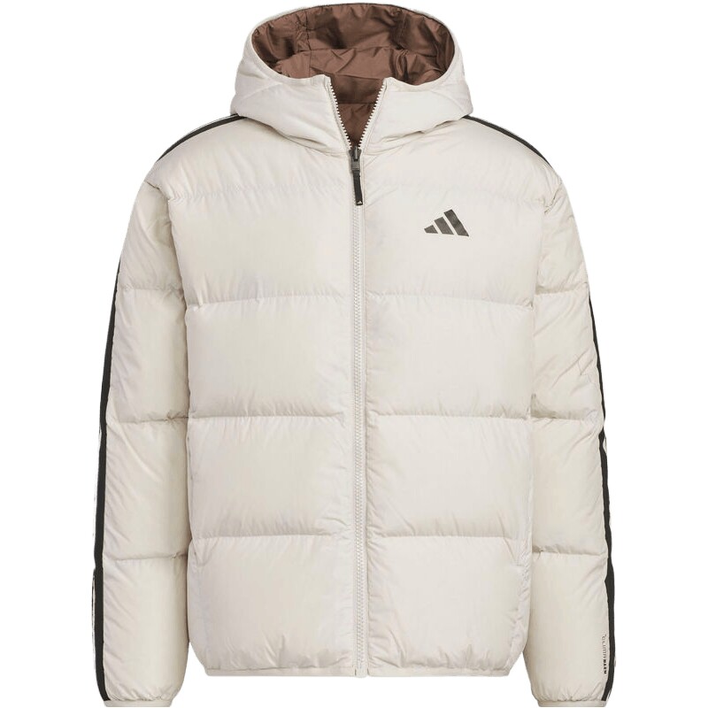 adidas阿迪达斯男子户外运动保暖三条纹连帽羽绒服外套KC2492