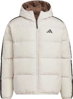 adidas阿迪达斯男子户外运动保暖三条纹连帽羽绒服外套KC2492